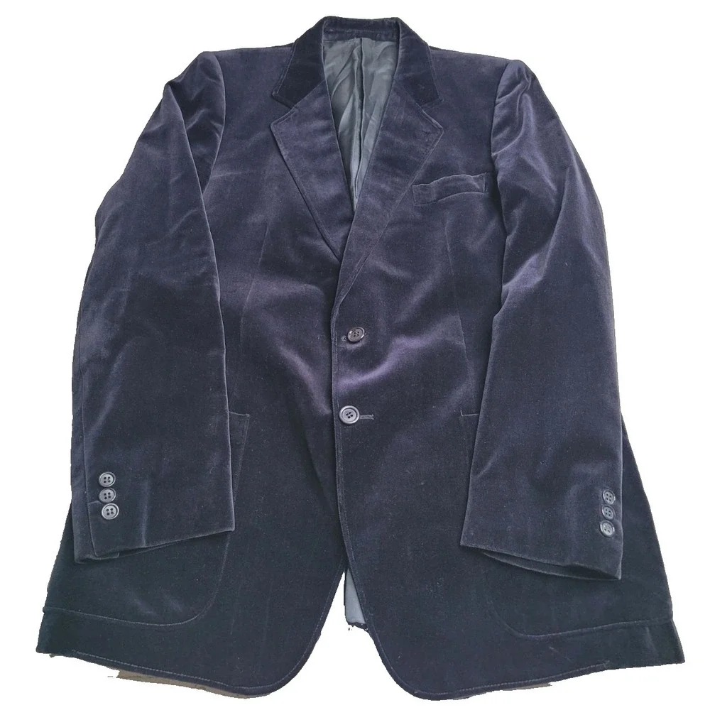 Jean Paul Germain Navy Blue Velvet Blazer Men's 34R‎